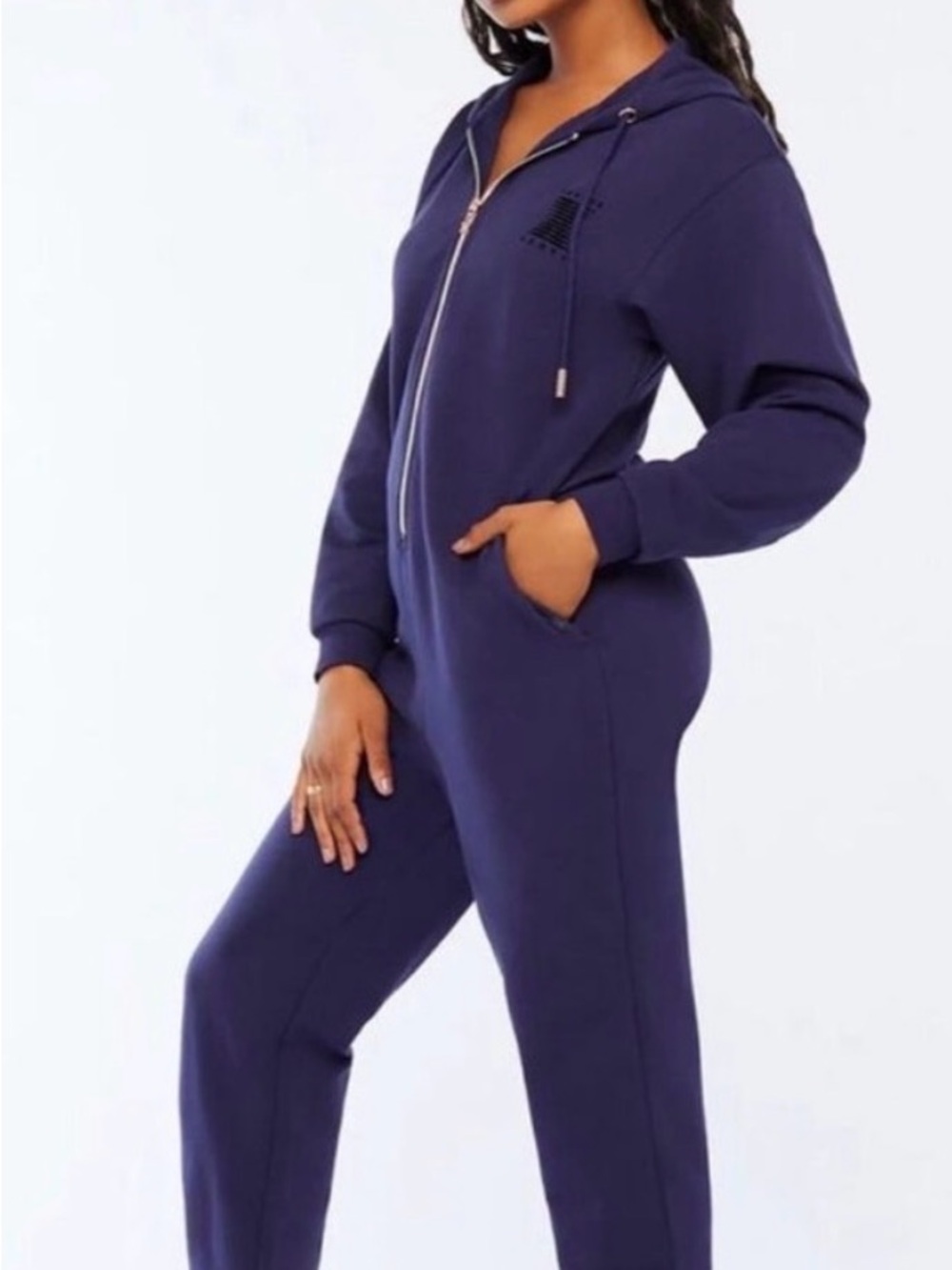 Savage X Fenty Dark Navy Zip-Up Hooded Jumpsuit